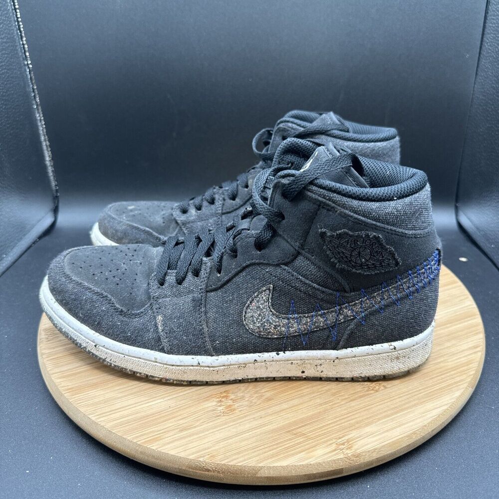 Nike Air Jordan 1 Mid 'Crater' Mens Size 8 Shoes DM3529-001 Black Blue Sneakers